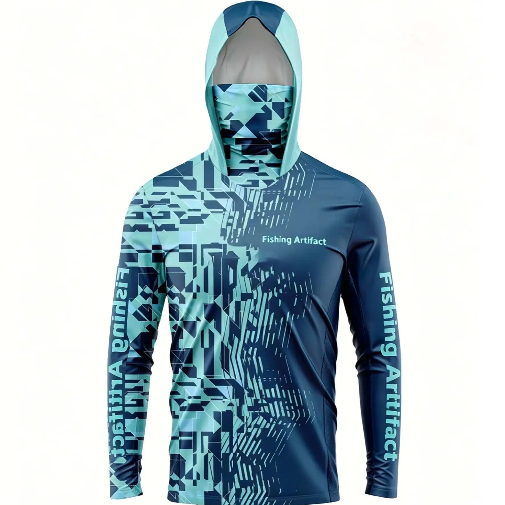 Men's Summer Fishing Hoodie, Long Sleeved with Mask, Breathable and Quick Drying lightweight Outdoor Sports Shirt - view 3