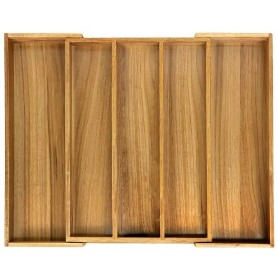 

Органайзер для столовых приборов и кухонных принадлежностей с 5 отделениями, деревянный держатель для ложек, вилок и кухонных инструментов