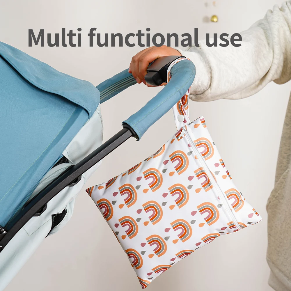 HappyFlute New 2Pcs Set Handle Design Large Capacity Waterproof Reusable Diaper Cover WetBag