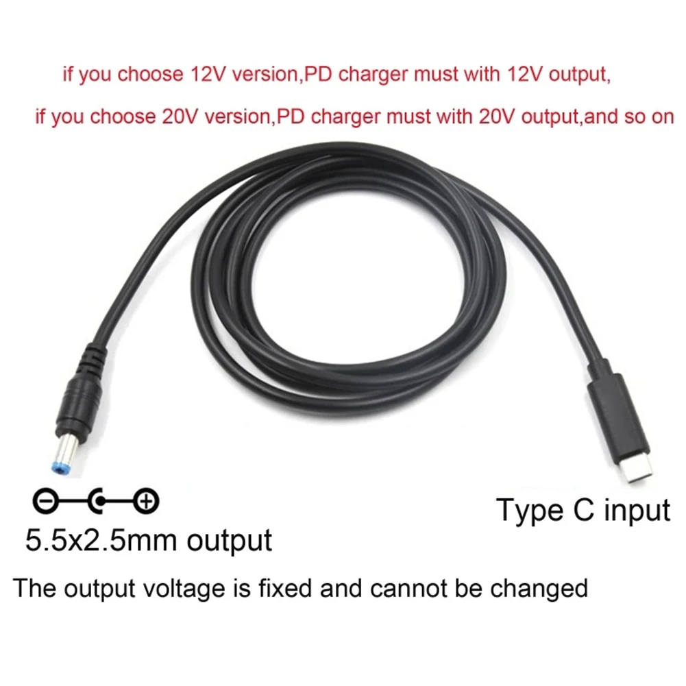 PD100W USB C Type C PD to 9V 12V 15V 20V 5.5x2.5mm Power Supply Cable for Wireless Router Laptop LED Lamp Printer Charger Cable