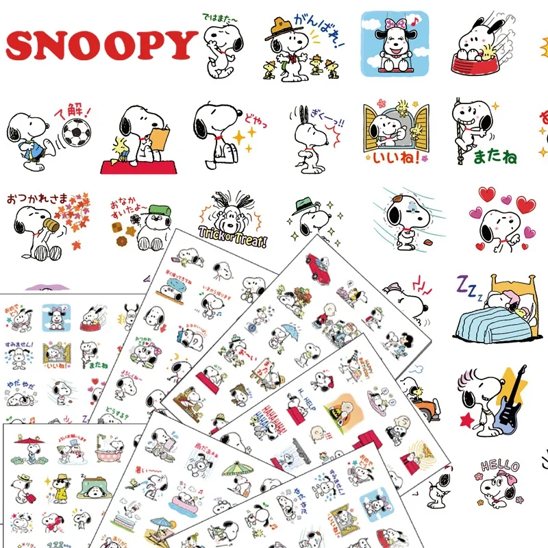 24pcs Snoopy Charlie Stickers Cartoon Cute DIY Scrapbook Students School Diary Anime Decoration Stationery Decals Kids Toys