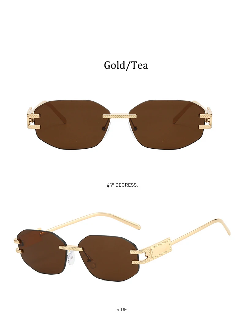 Retro Rahmenlose Sonnenbrille Frauen 2025, Neue Trendy Mode Marke Sonnenbrille Damen Hohe Qualität Klassische Männer Luxus Brillen UV400 – Detail 11