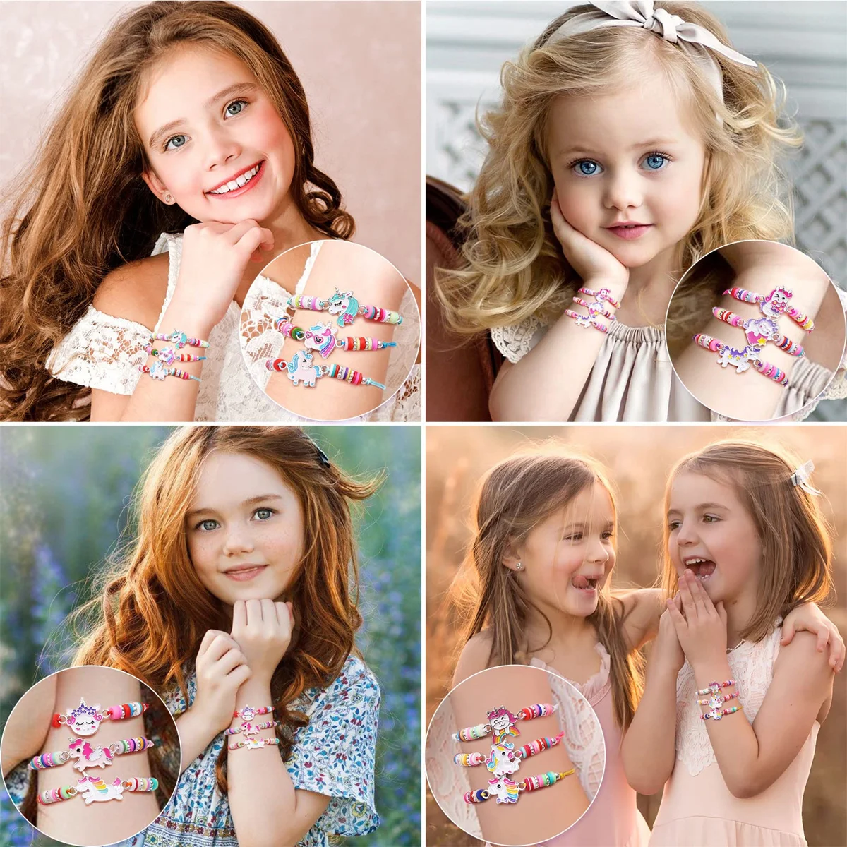 12 قطعة سوار الفتيات يونيكورن للأطفال مجوهرات أساور الصداقة طفل لعبة هدية الفصول الدراسية مكافأة قوس قزح هدايا الحفلات
