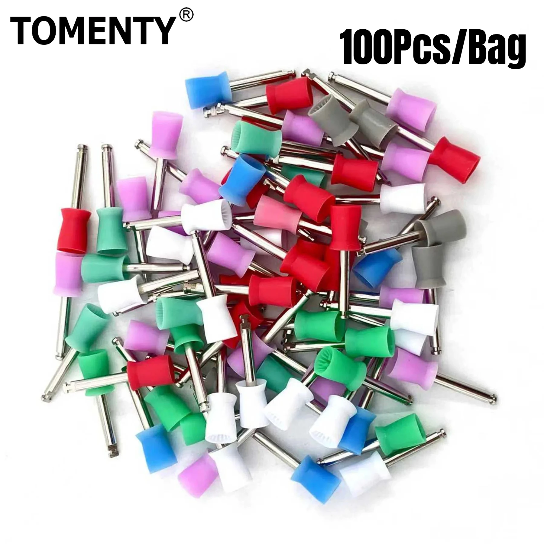 100Pcs Dental Polishing Cup Latch Type Rubber Tooth Polish Brush Prophy Cup For Low Speed Handpiece Dentistry Lab Materials