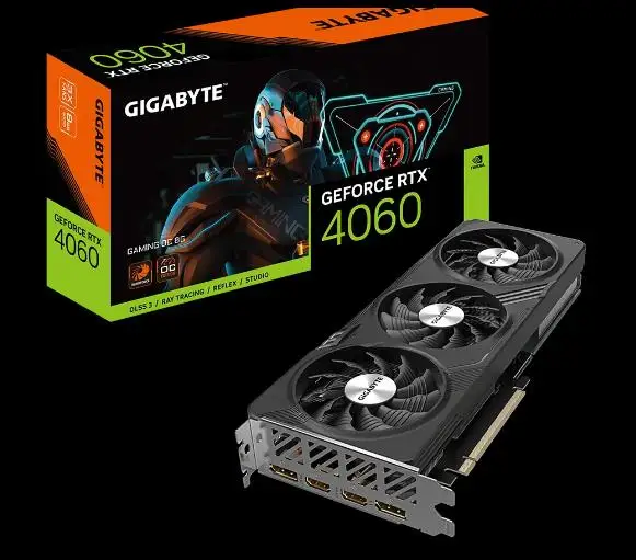 Cheap giga rtx 4060 gaming oc graphics card  3 fans GDDR6X 192-bit 21 Gbps Gaming Graphics Card For Desktop