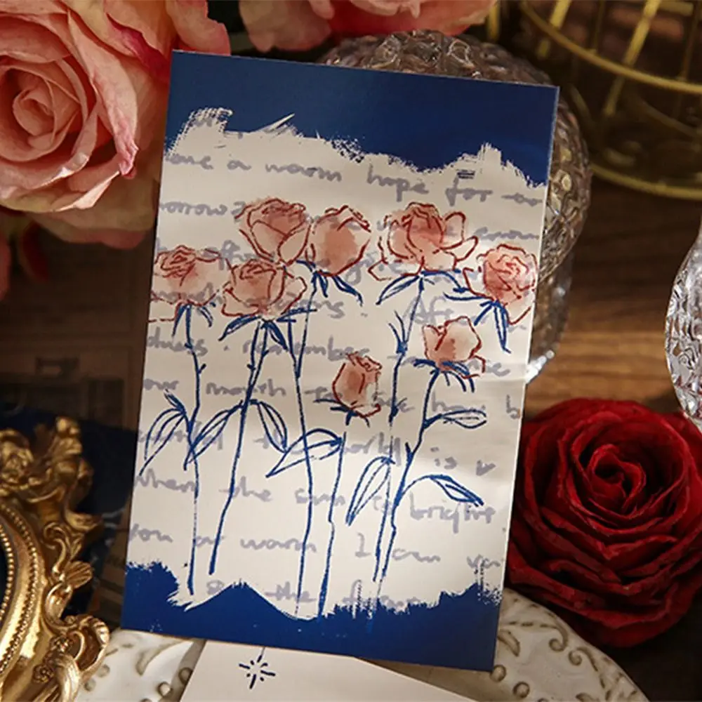 30 ชิ้น/เซ็ต Vintage Series ดอกไม้โปสการ์ดชุดโรแมนติก Rose Wall โปสเตอร์การ์ดอวยพรศิลปะพื้นหลัง