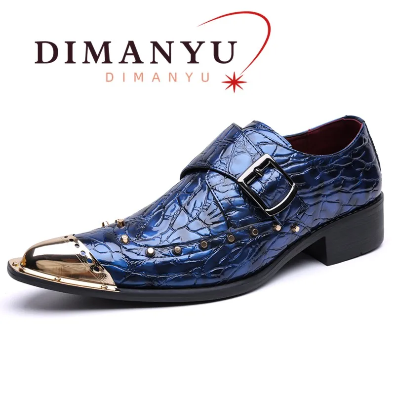 DIMANYU Men Dress Shoes Large Size Fashion Buckle Loafers Male Pointed Toe Business Party Wedding Shoes Man