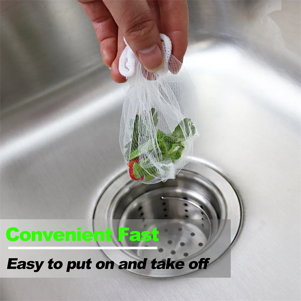 30pcs Kitchen Sink Strainer Bags Disposable Mesh Garbage Cleaning Filter Bag Hole Anti-blocking Garbage Bag For Food Residue