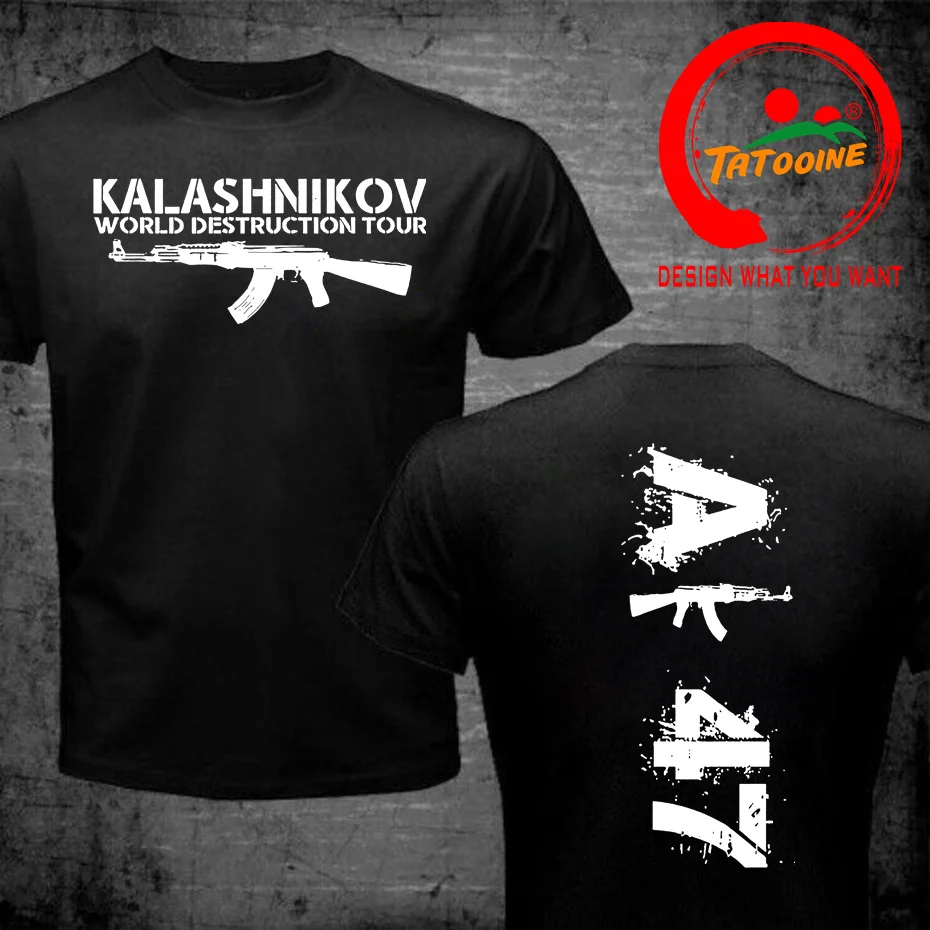 Man T-shirt Cotton Tee Shirt Brand Tops AK-47 KALASH Kalashnikov Cool Weapon T-shirt Black Man Summer T Shirt 4XL 5XL 6XL tshirt