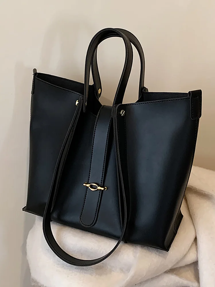 Large Capacity Tote Bag Women\'s Luxury Soft Pu Leather Shoulder Bags Female Solid Casual All-match Shopping Handbag 2022 New