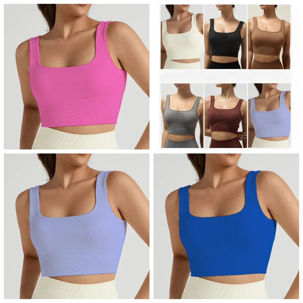 여성요가조끼충격방지피트니스브라심리스리브드스포츠브라남성아름다운등큰가슴집결스레드탑체육관의 여성복