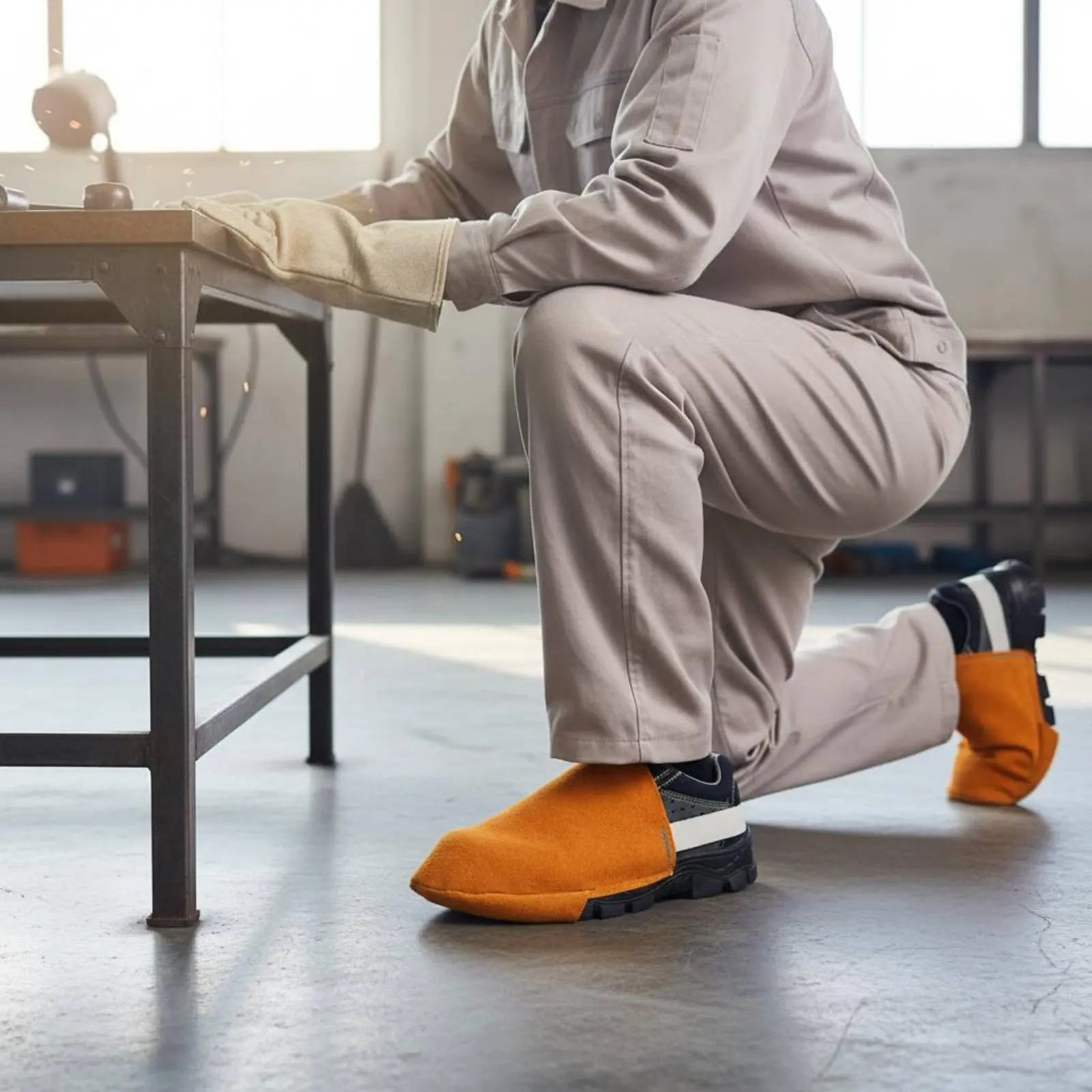 Metal Joining Shoe Guards Ember Resistant Leather Metal Joining Foot Protectors Welders Foot Guards Anti-Scald Work Safety Gear