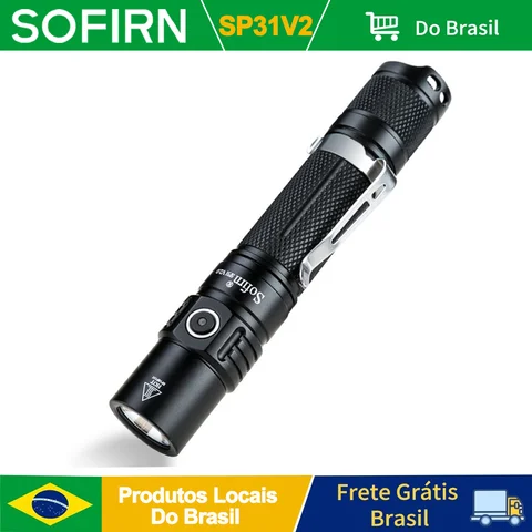 Sofirn SP31 V2.0 Lanterna LED tática potente 18650 XPL HI 1200lm Lâmpada de lanterna com indicador de energia de interruptor duplo Lanterna ATR EDC Luz externa recarregável USB C