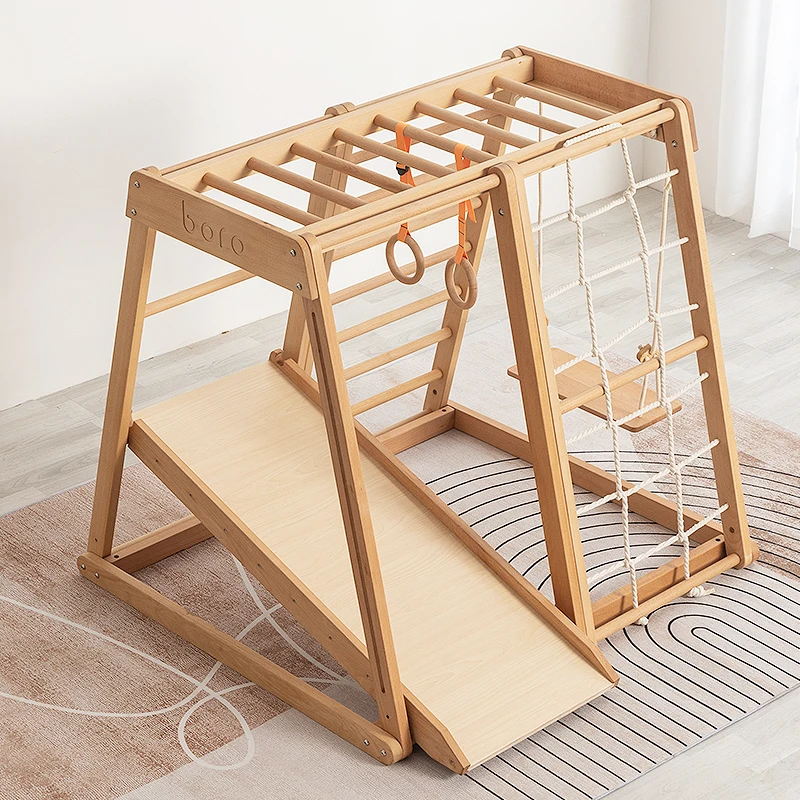 

Solid Wood Children's Climbing Frame Indoor Home Small Family Playground Climbing Slide Swing Combination Naughty Castle