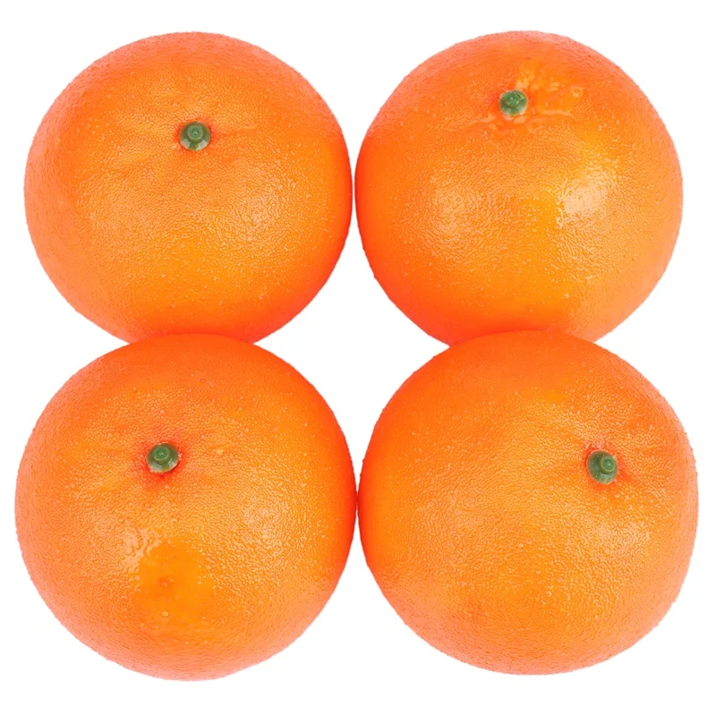 4 Pcs Soft Plastic Simulation Orange Fruit Home Decoration Burgundy