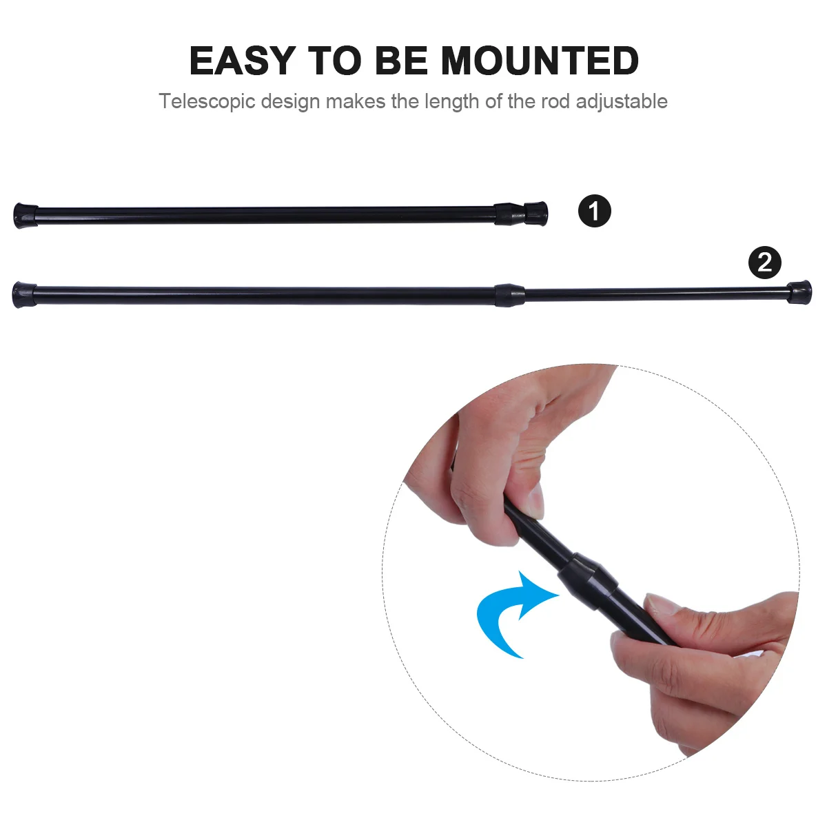 

2Pcs Clothes Drying Rod Telescopic High Strength Steel Tension Rod Extendable Curtain Support for Clinic Hospital School Office