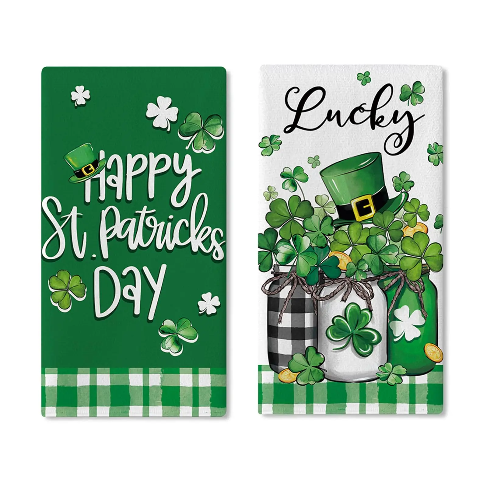 2-teiliges Handtuch-Set zum St. Patrick's Day, Glücksklee, irische Badezimmer-Deko für Zuhause