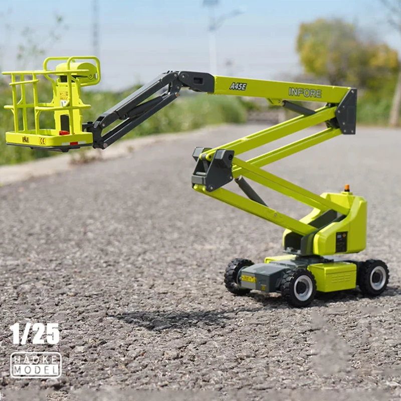 

1:25 Scale Curved Arm Type High-altitude Work Platform Engineering Elevator Simulation Alloy Car Model Static Collectible Gift