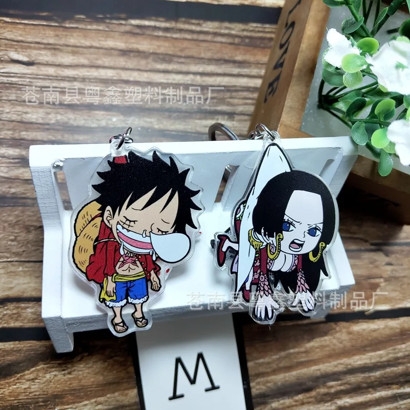 

Anime One Piece Cosplay Keychain Cartoon Luffy Zoro Usopp Nami Skull Acrylic Car Keyring Toys Keychain Backpacks Pendant Gifts