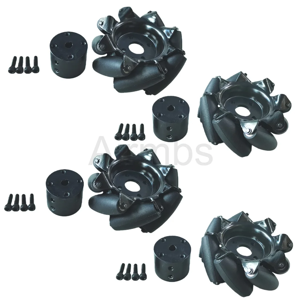 300KG 하중 4인치 100mm 스테인리스 스틸 메카넘 휠 베어링 커플링 포함 전방위 차량 로봇 섀시 타이어