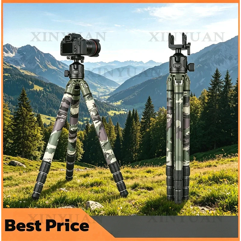 Tripod, XT-324C+GD54 Carbon Fiber Tactical Stand Equipped with Camouflage Sleeve for Outdoor Hunting and Predator Shooting