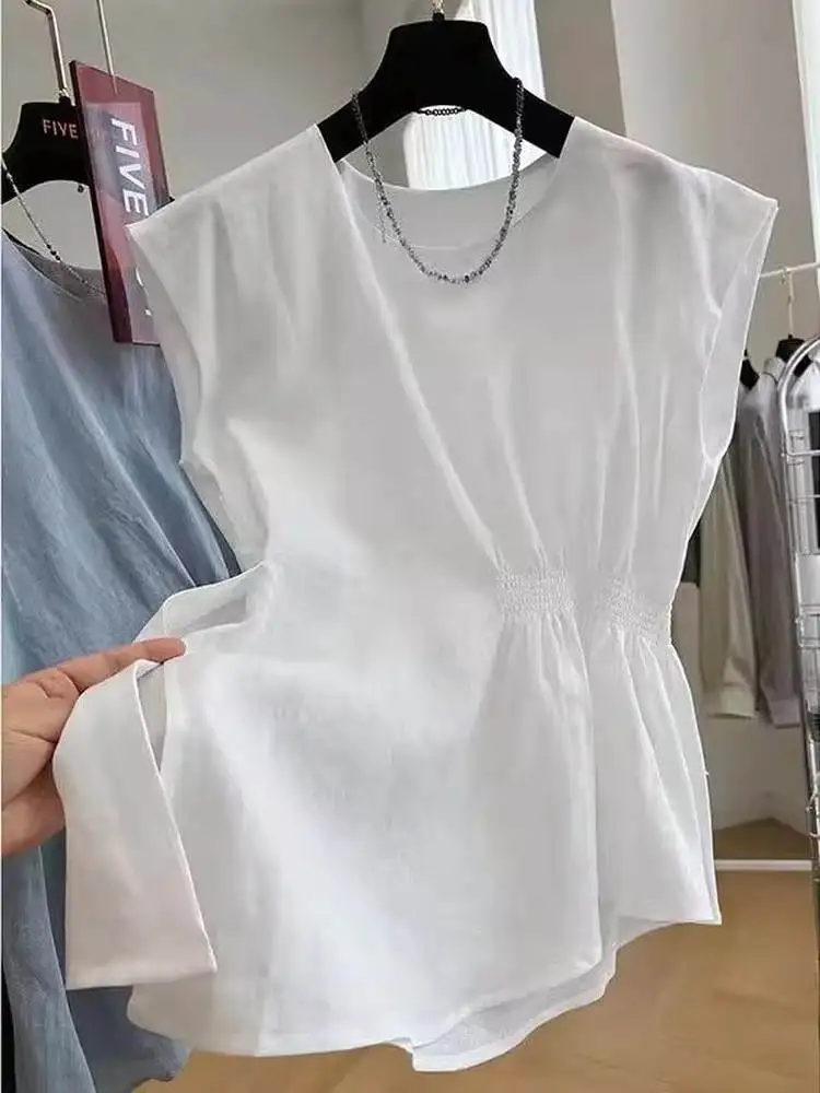 

Extra Large 300 Pou round Ne Svel irt Vest ex Casual Summer Design Loose Fit Top Wild Silk Pure Color Americ...