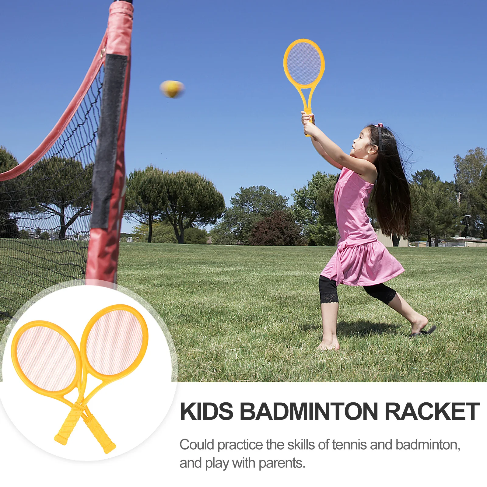 ชุดไม้เทนนิสแบดมินตัน 2 ชิ้น ทำจากวัสดุ ABS น้ำหนักเบา ปลอดภัย เหมาะสำหรับเด็กเล่นกลางแจ้ง ฝึกซ้อม ไม้เทนนิสสำหรับเด็ก