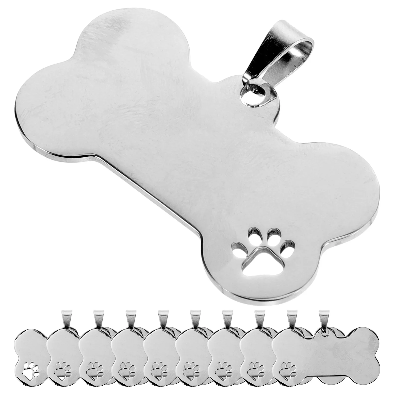 10 قطعة علامات الكلب الفولاذ المقاوم للصدأ شخصية محفورة معرف الحيوانات الأليفة العلامات فارغة اسم الكلب العلامات ل الياقات يسخر يؤدي شكل العظام #5