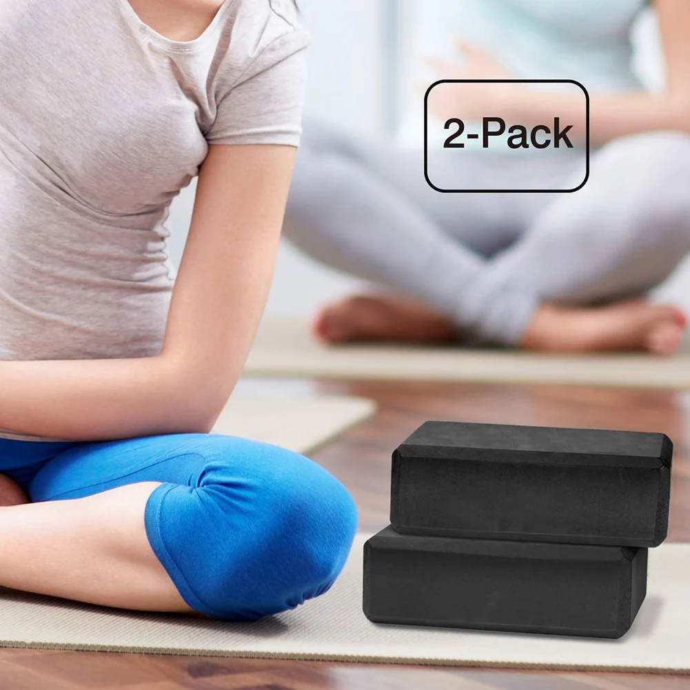 Blocchi yoga Confezione da 2, mattoni per esercizi con blocchi yoga in schiuma EVA ad alta densità 23X15X7,6 cm, ecologici e neri