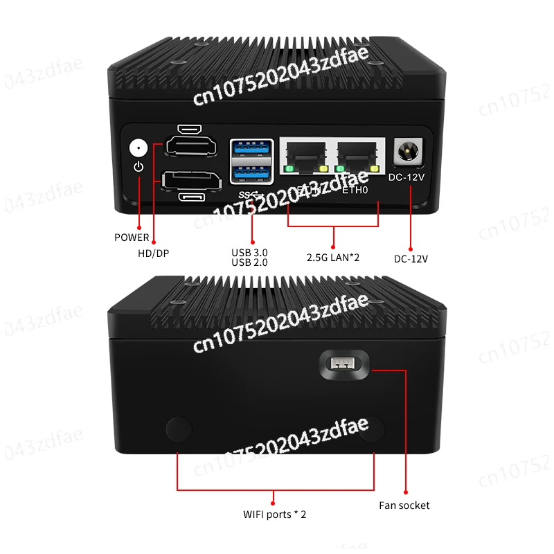 SZBOX H9 N100 Soft Router Fanless Mini PC DDR5 SO-DIMM 2*i226 1000M LAN HDMI2.1 DP1.4 PfSense Firewall Appliance BKHD-ALD-N100