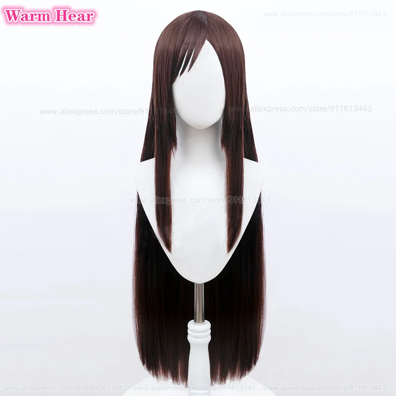 Long Ieiri Shoko peruca cosplay sintética, cabelo castanho liso, resistente ao calor, boné de cabelo, Halloween Party Role Play, 80cm