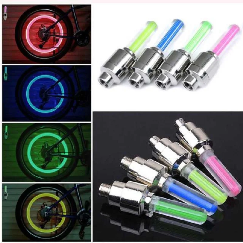 2Pcs Neon Bike Spoke Lights Bicycle LED Light Tire Valve Cap Flashlight Wheel Spoke Lightweight Car Motorcycle Accessories