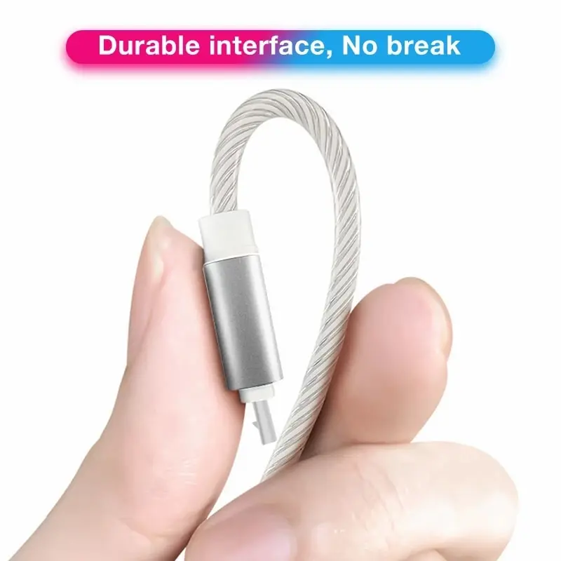 2m Type C Glowing Cable Mobile Phone Charging Cables LED Light Charger For Samsung Xiaomi iPhone Charge Wire Co image 5