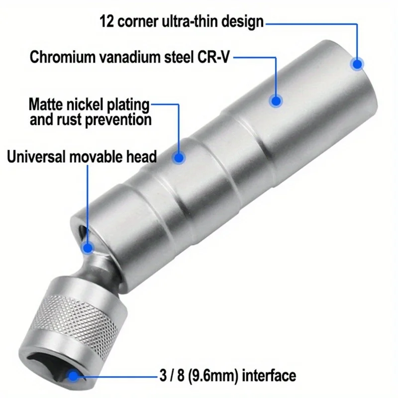 1/2Pcs Socket Wrench Magnetic 12 Angle Repairing Removal Tool Thin Wall 3/8