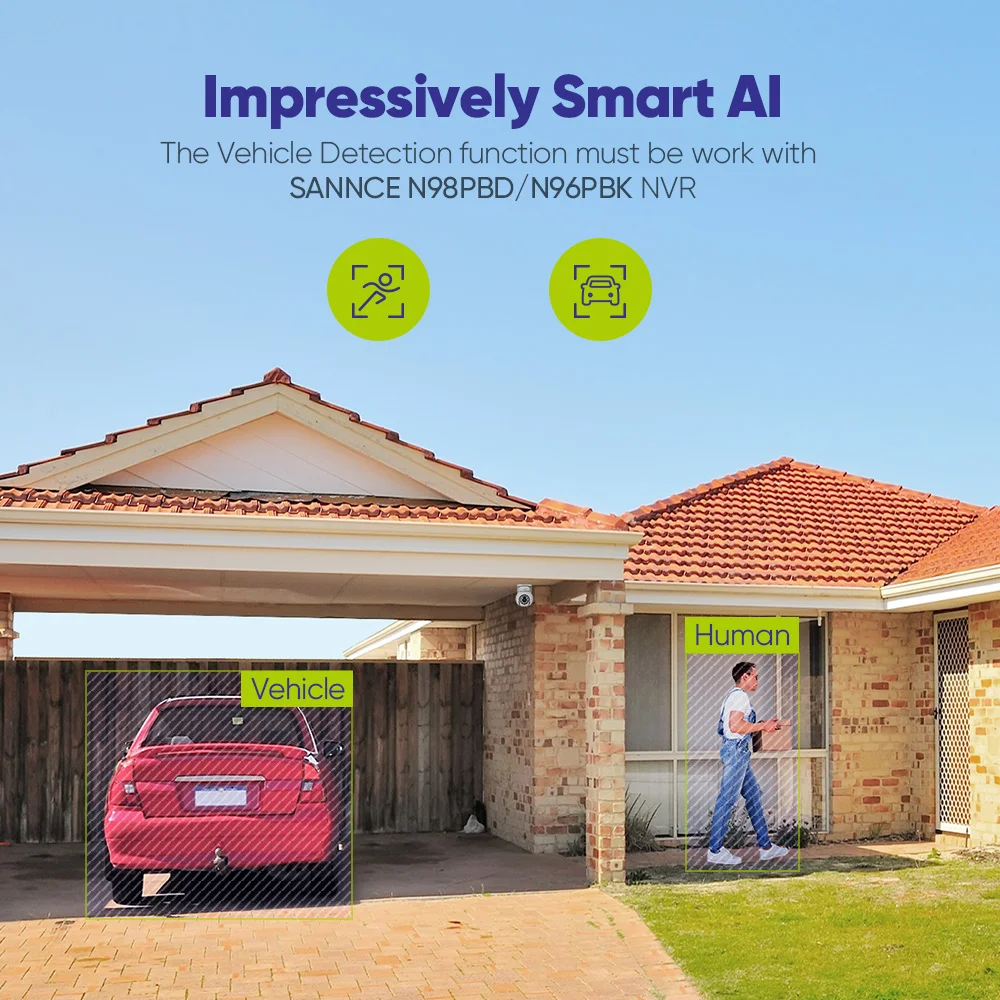 SANNCE 2pcs 8MP POE 보안 카메라 네트워크 나이트 비전 이메일 경고 카메라 키트 야외 방수 CCTV 카메라 원격 모니터