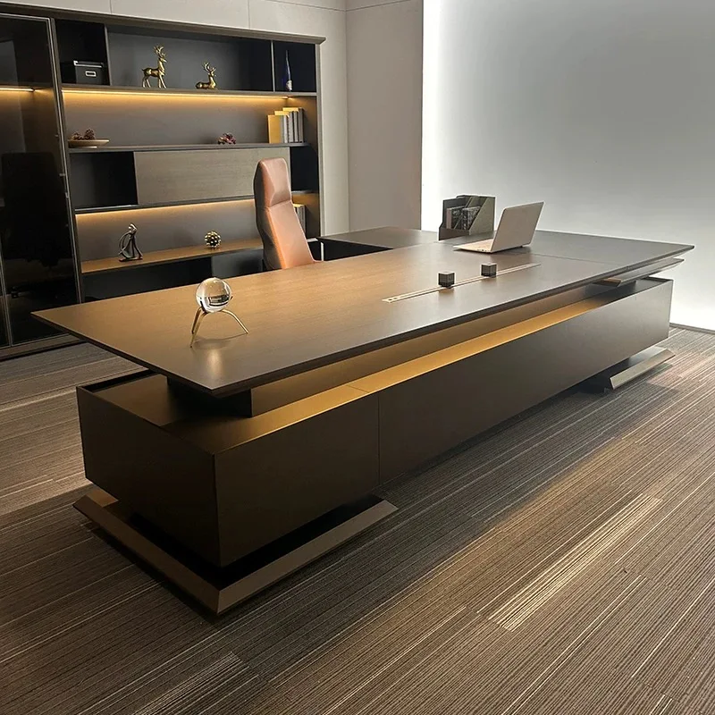 مكتب تنفيذي أسود قوي بني رخيص حديث فاخر مكتب تنفيذي أدراج أثاث مساحات صغيرة من الخشب