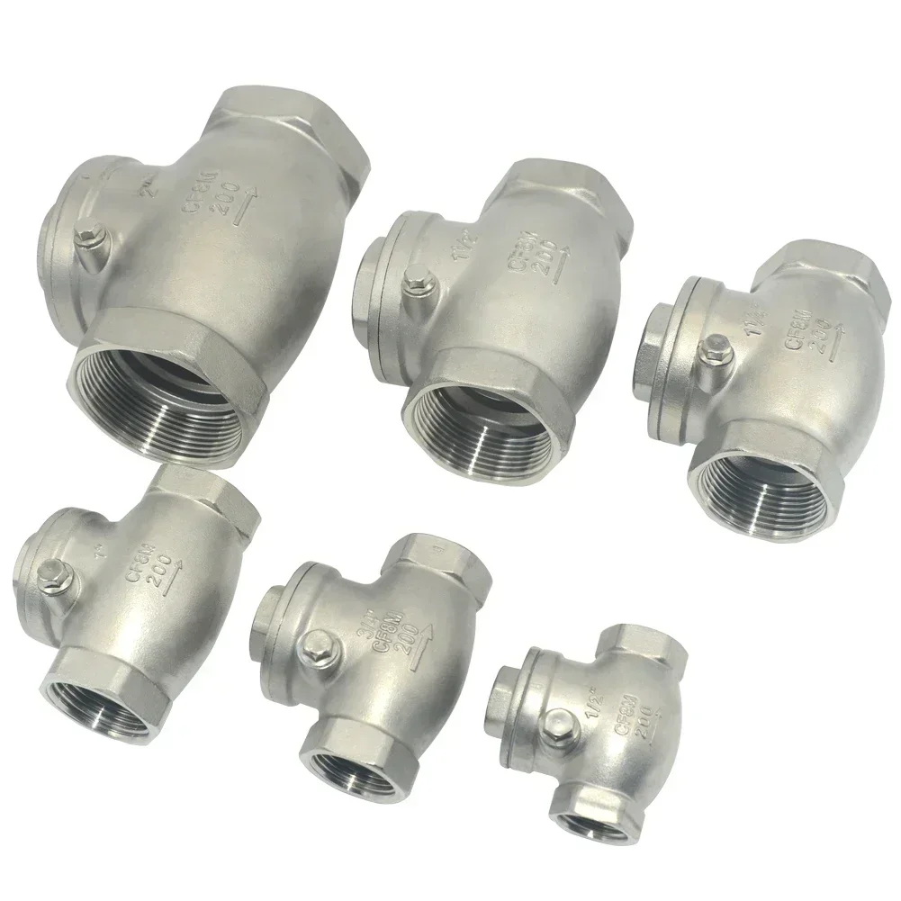 304 Stainless Steel Internal Thread 1/4 3/8 1/2 1 3/4 Horizontal Type Swing Check Valve Screw Thread Swing One-way Valves DN8/20