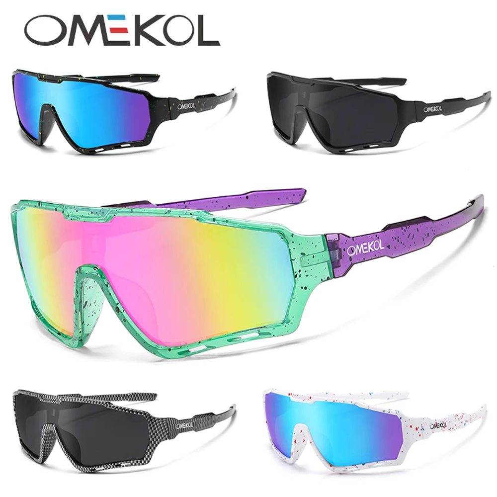 OMEKOL Brand New Cycling Sunglasses Men Women Sun Glasses Fishing Eyewear UV400 Hiking Baseball Softball Outdoor Sport Goggles