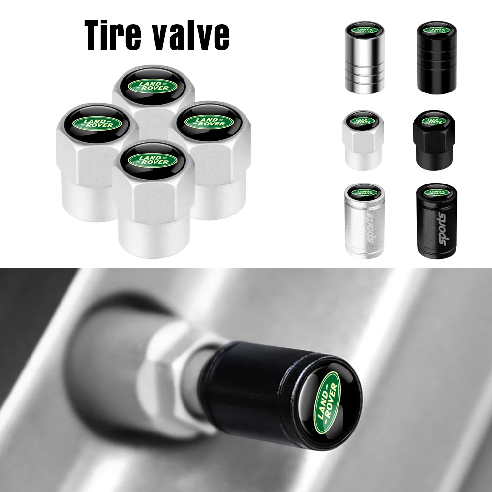 4PCS Styling Car Tire Valve Stem Cap Metal Dust Cover Accessories For Land Rover Range Rover Evoque Velar Defender Discovery SVR