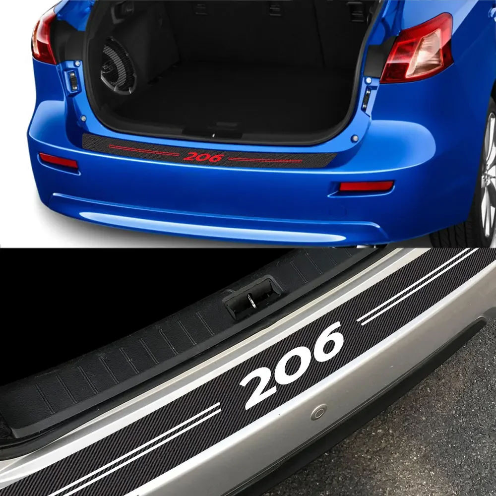 For Peugeot 206 Car Rear Bumper Scuff Cover Decals Carbon Fiber Protector Auto Rear Trunk Guard Stickers Pedal Cover Accessories