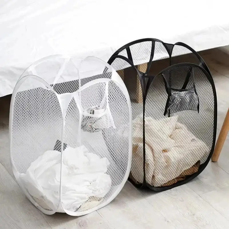 1Pcs Skeleton Ventilated Foldable Easy Storage Portable Large Capacity Clothes Basket For Laundry Room Home Dirty Clothes Baske