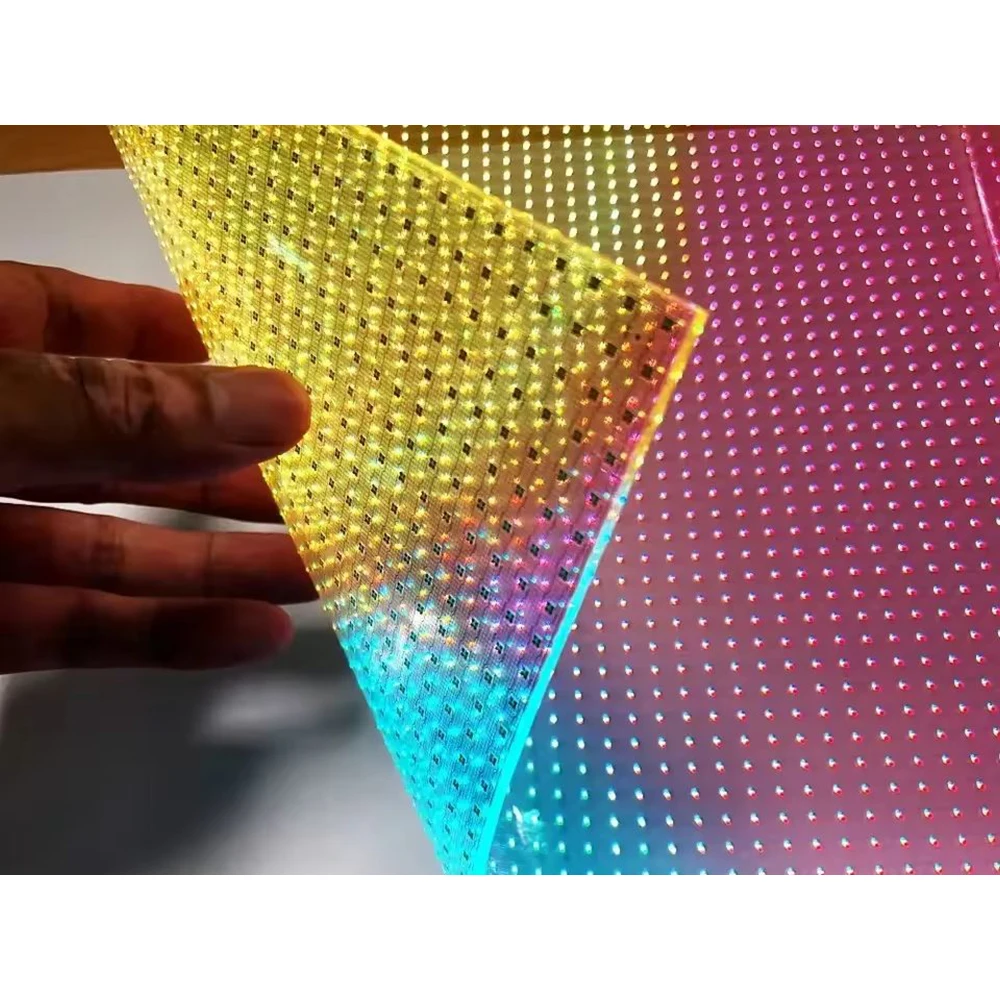 Customizable Adhesive Transparent LED Film Screen Shopping Mall Window Film P10 Smart Display with HDR10+ and 4K/8K Resolution