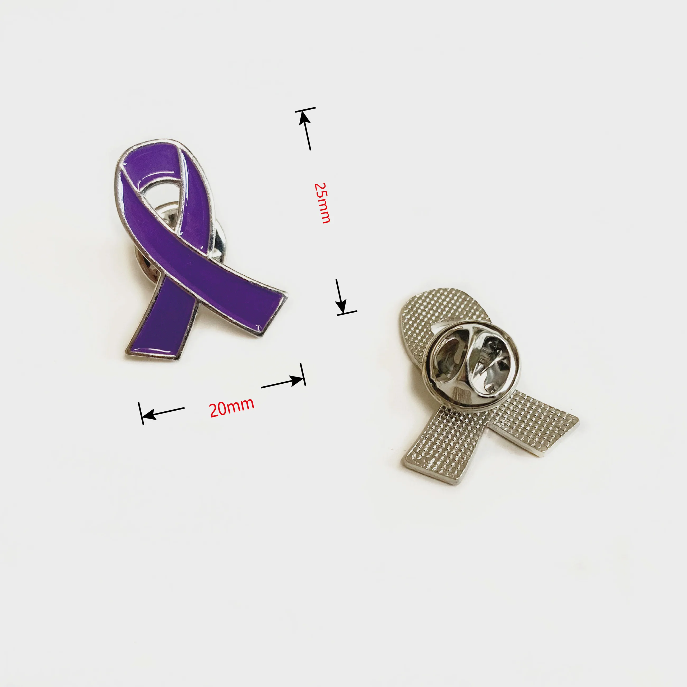 20/100 Pack Domestic Violence Awareness Purple Ribbon Enamel Lapel Pin brooches