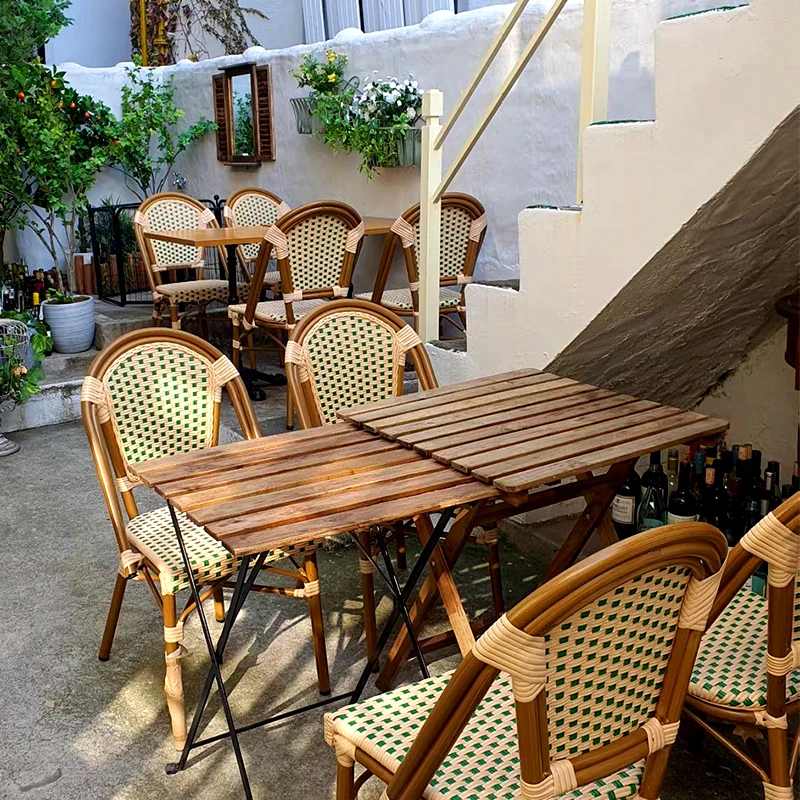 Outdoor tables, chairs, balconies, courtyard cafes, milk tea and dessert shops, outdoor leisure areas, outdoor rattan chairs