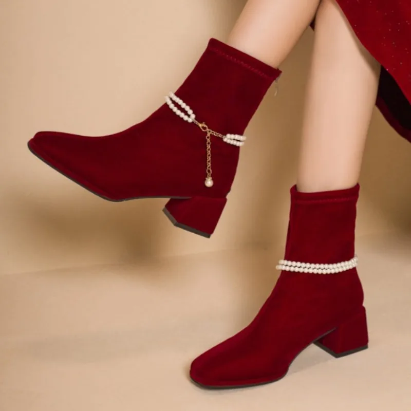 

Brand Designer 2025 Women's Winter New Retro Suede Chelsea Boots, Casual and Versatile Chunky Heel Ankle Boots, Plus Size.