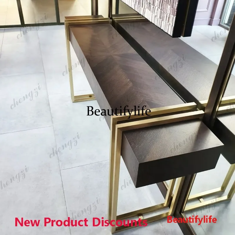 M45 French light luxury metal entrance table, living room corridor end view table, hotel creative exhibition table