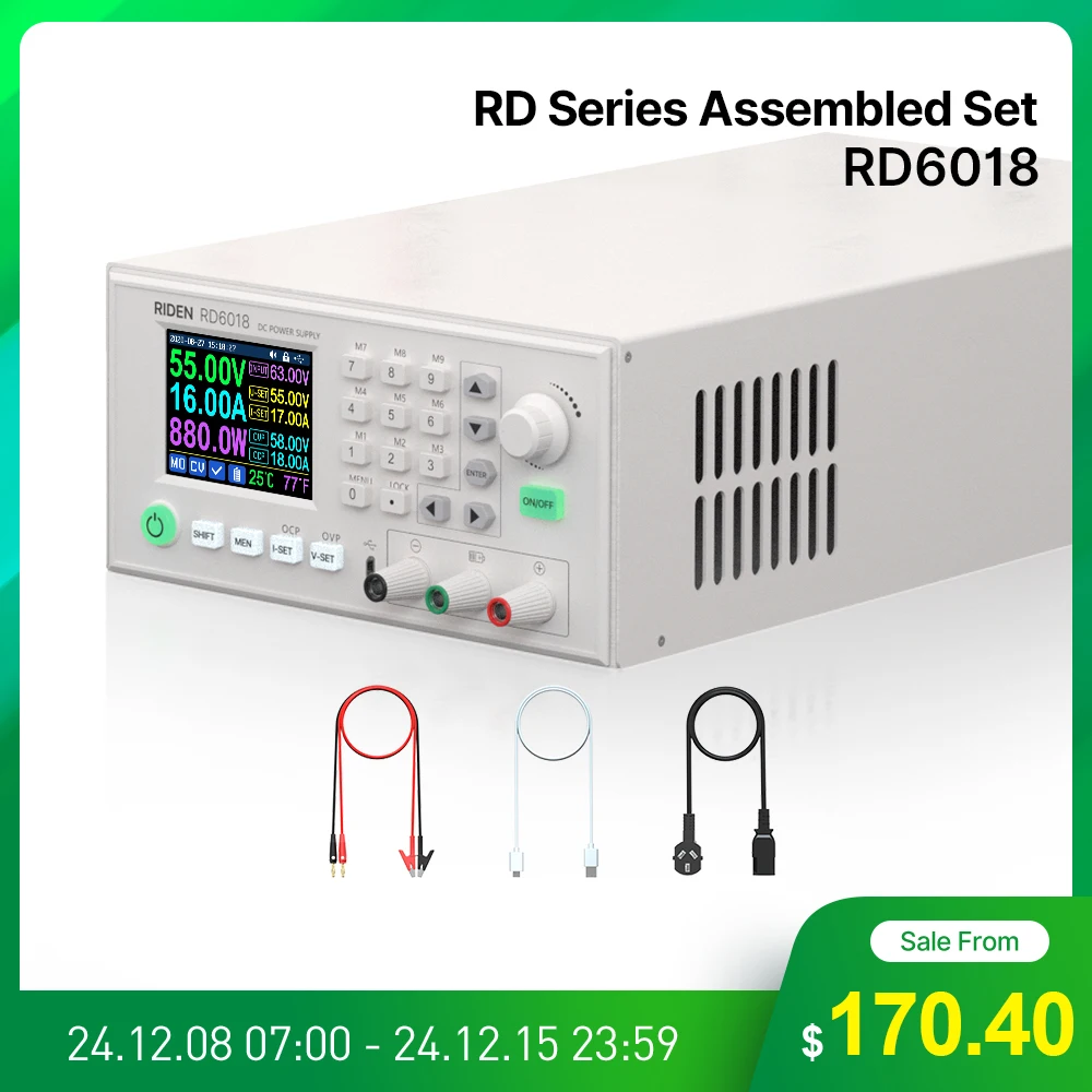 RD RD6018 Assembled Set 60V 18A AC to DC digital control battery charging Adjustable Lab Bench Power Supply Regulator 1080W