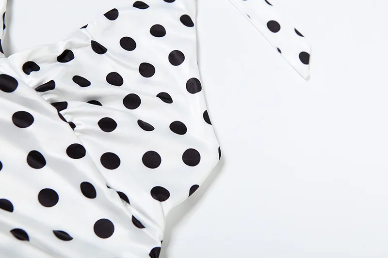 Damen-Top mit V-Ausschnitt, offenem Rücken, Schnürung, Polka-Dot-Muster, figurbetont, Tank-Top-Stil, Y2K-Sommermode, Alltags-Streetwear, Basic-Oberteil. – Detail 23