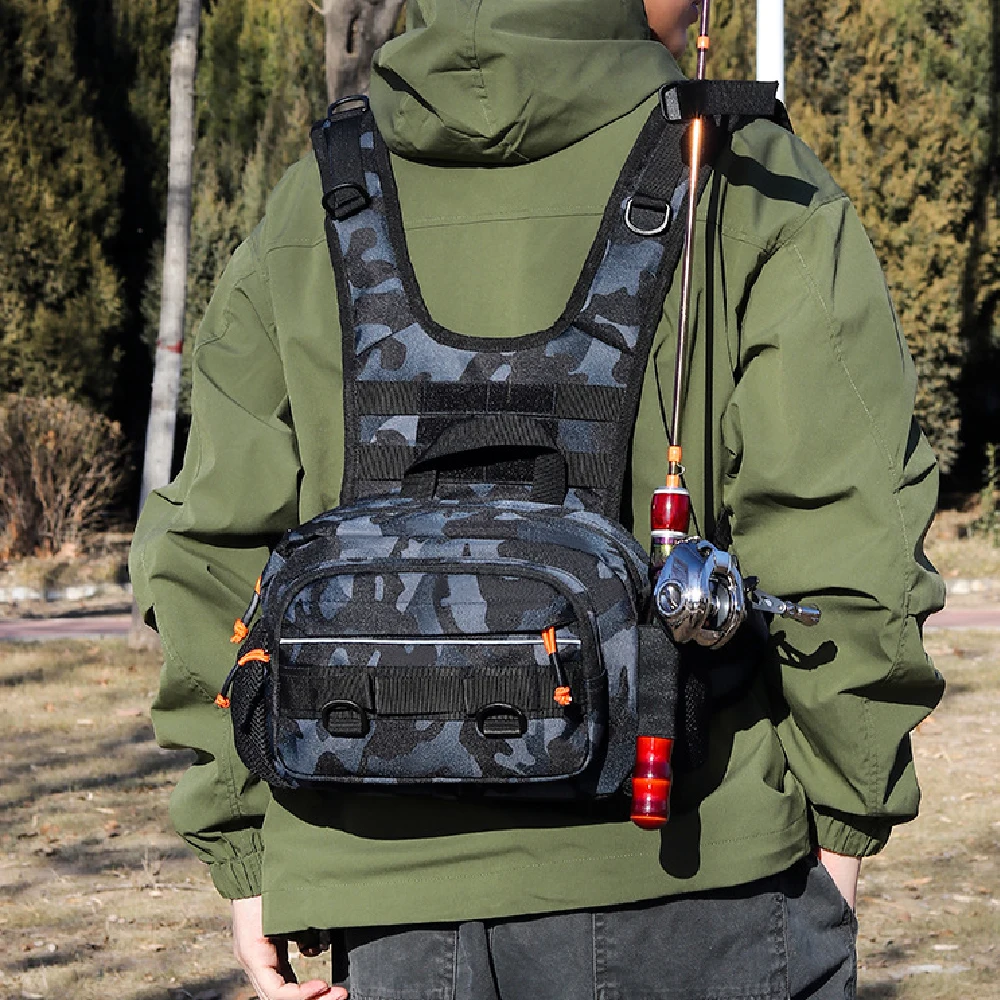 RGGMQQ 1 Stück Angel-Brusttasche, wasserdichte Fliegenfischertasche mit reflektierendem Design für Herren und Damen, ideal für Outdoor-Aktivitäten wie Jagd und Wandern. – Detail 14