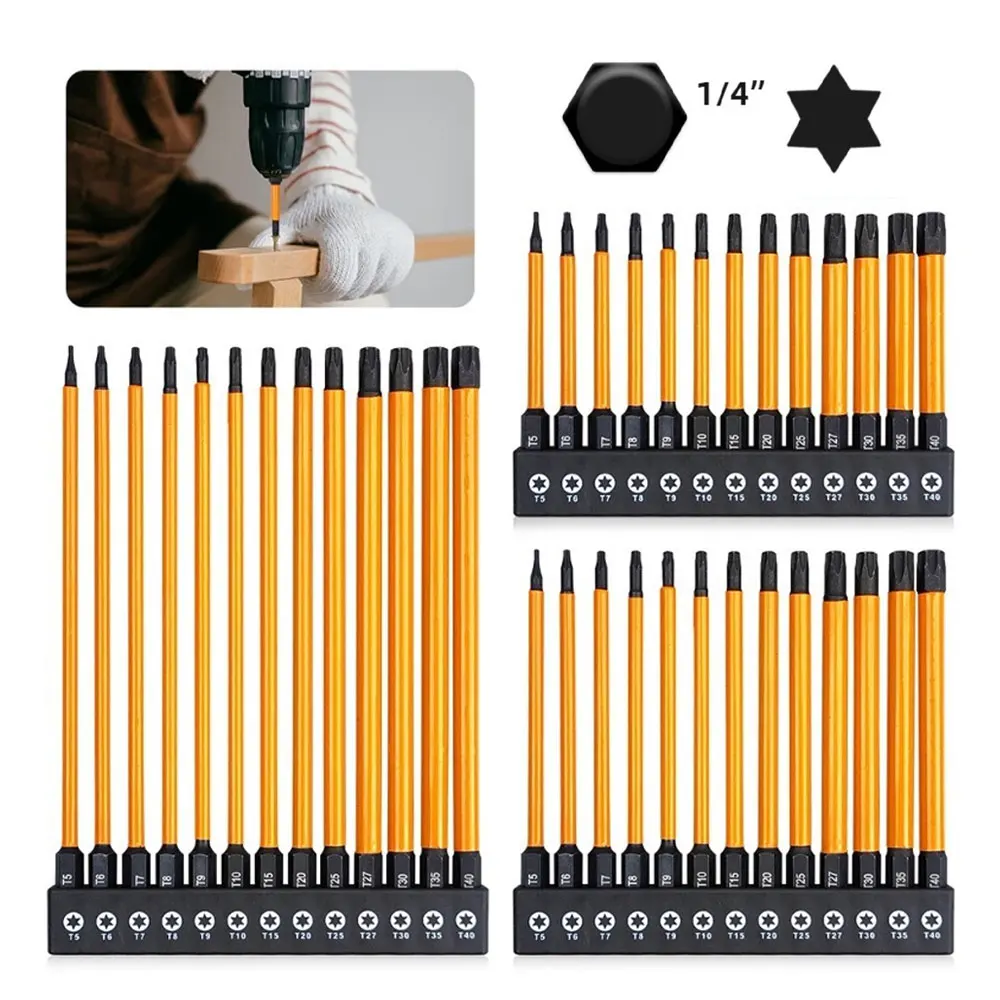 13 PCS Torx Security Bit Set Magnetic Security Screwdriver Set 50/100/150mm Star Screwdriver Set for Shark Vacuum T5-T40